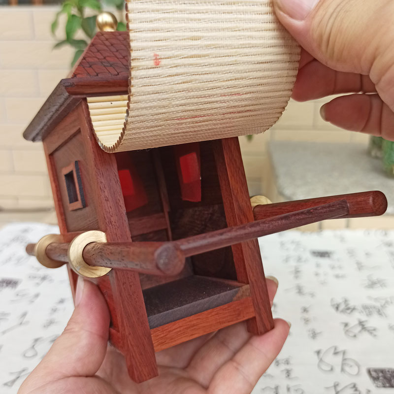 缅甸花梨红木雕刻工艺品摆件小花轿装饰品客厅摆设微型家具模型