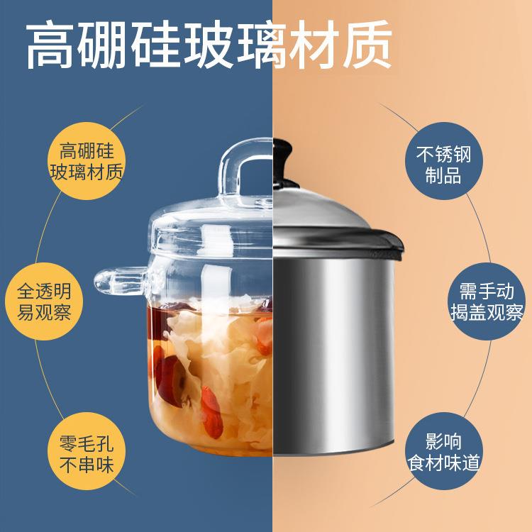 高硼硅玻璃炖盅带盖双耳隔水炖锅炖罐玻璃碗加热家用炖燕窝盅汤盅