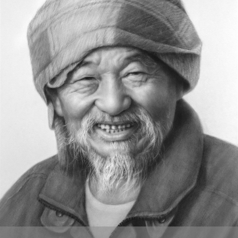 纯手绘头像素描画碳精粉画像定制真人照片炭粉肖像画老人炭像绘制