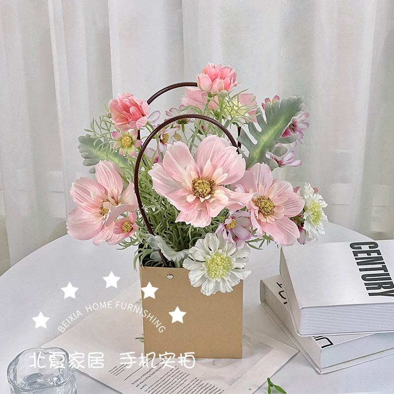 仿真花篮礼物手提花艺摆件客厅卧室ins风插花假花仿真花摆设装饰