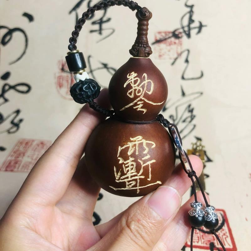 养剑葫芦手工雕刻定制紫薇讳桃木剑天然葫芦开口手把件挂件文玩