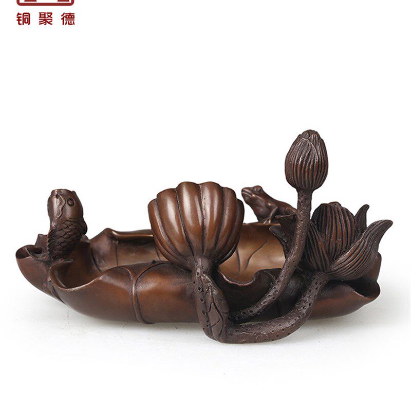 铜聚德纯紫铜烟灰缸创意办公室书房雪茄烟缸家居装饰工艺礼品摆件