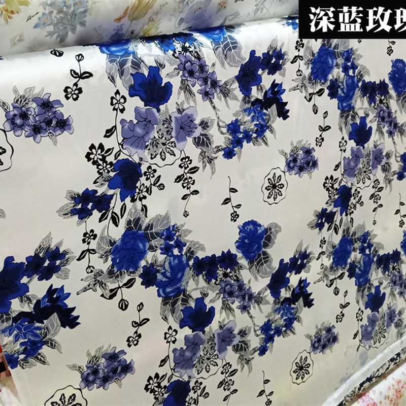 新品服装连衣裙素绉缎印花纯色丝绸布料100桑蚕丝纯真丝面料布匹