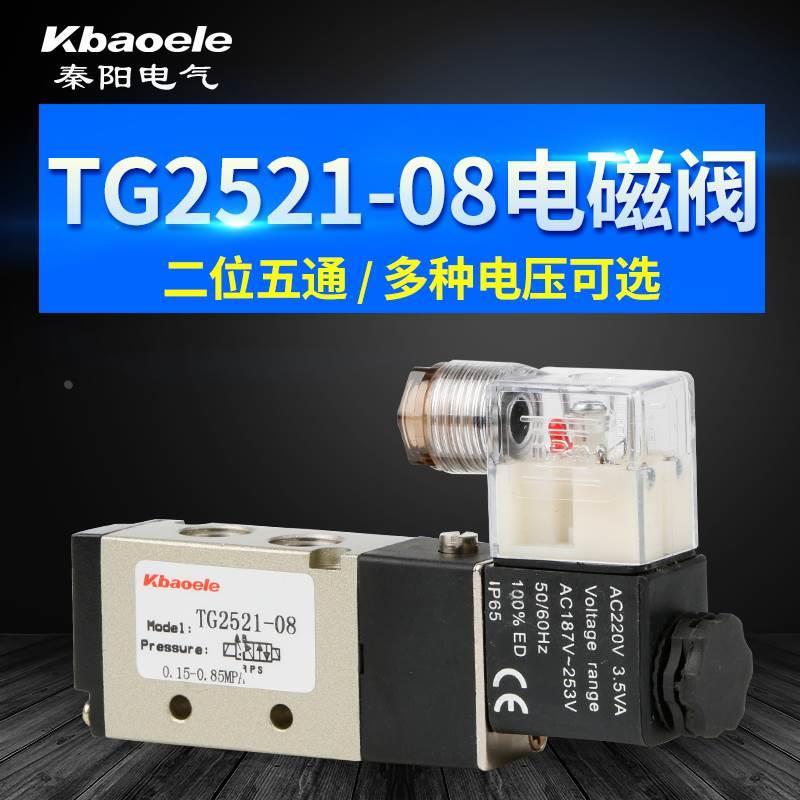 电磁阀 气阀TG2521-08 二位五通电磁阀DC12V 24V 220V