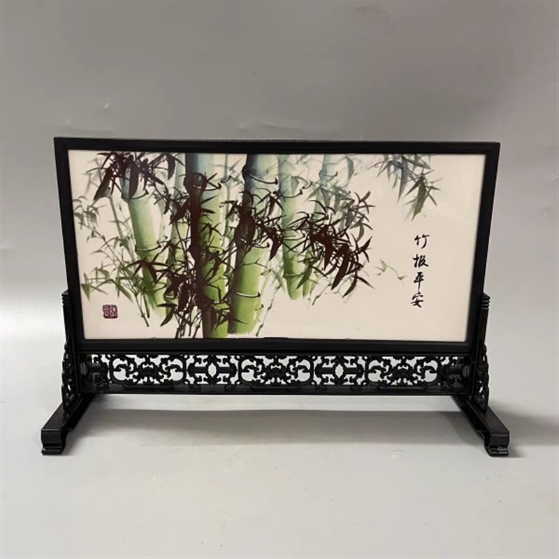 仿古瓷器宫廷风格瓷板画屏风家装客厅办公室摆件工艺品古玩收藏品