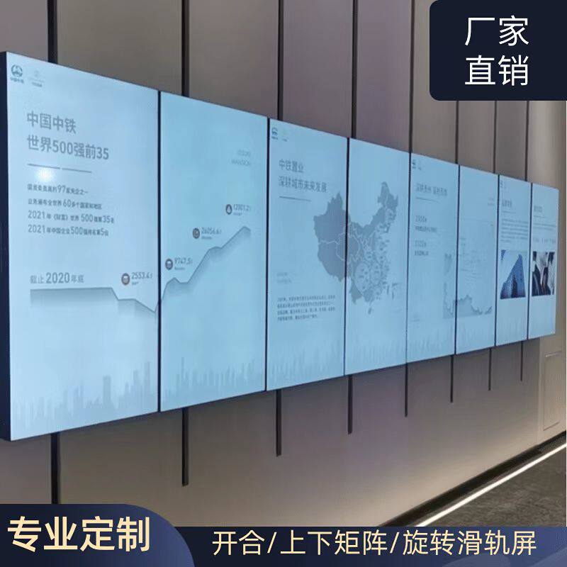 展厅电动开合上下矩阵移动滑轨屏舞台LED旋转屏落地直线弧形轨道