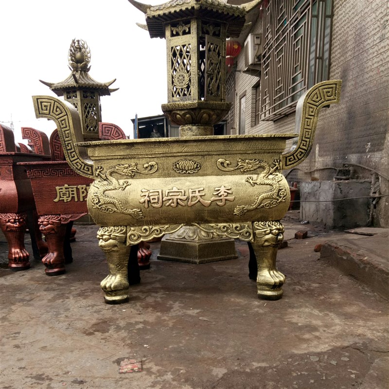 寺庙大型香炉寺庙铸铁香炉寺院香炉陵园烧纸经炉圆形平口香炉