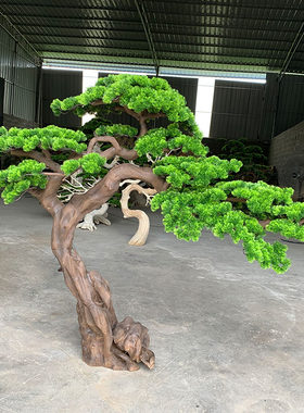 大型仿真松树木雕雪松马尾松中式会所展厅装饰软装迎客松摆件盆景
