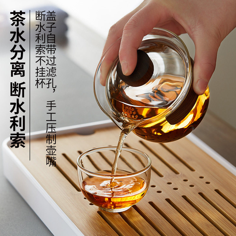 玻璃盖碗单个带盖三才茶碗大号茶盏防烫泡茶杯手抓壶功夫茶具套装