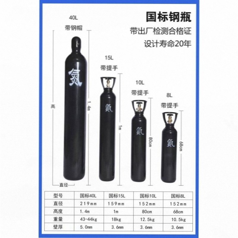 小型氩弧焊便携式氩气瓶8L10L12L14L小钢瓶氮气氧气二氧工业气罐