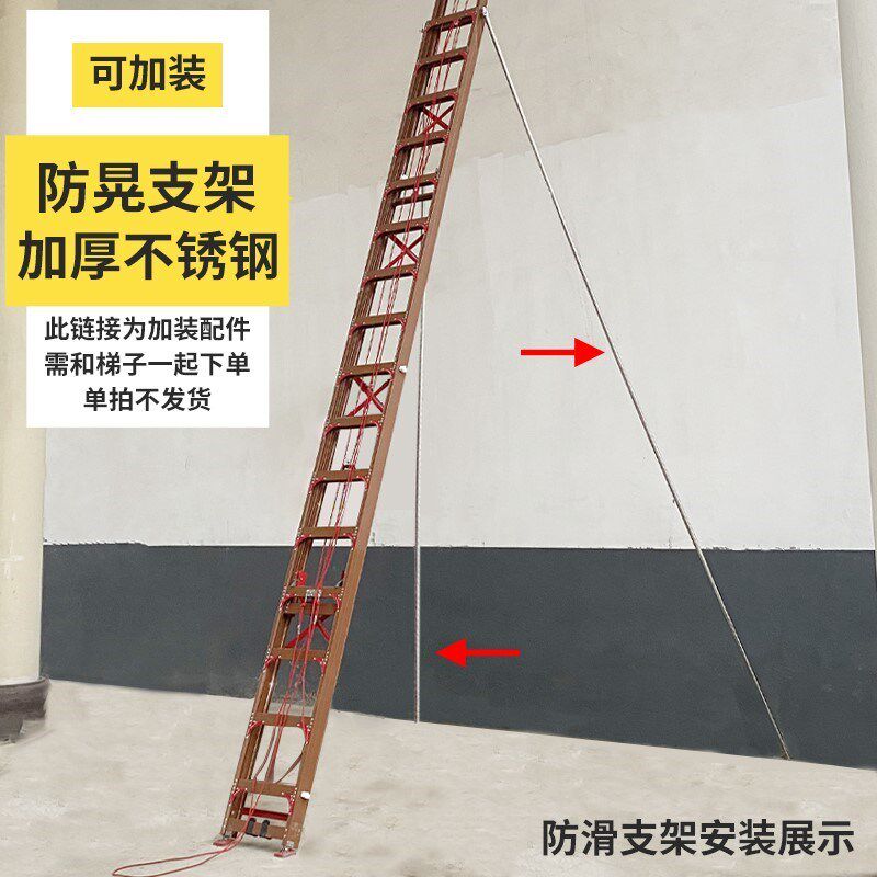 进口伸缩梯子三连伸升降梯加厚加三节爬梯单面梯工程户外阁楼梯