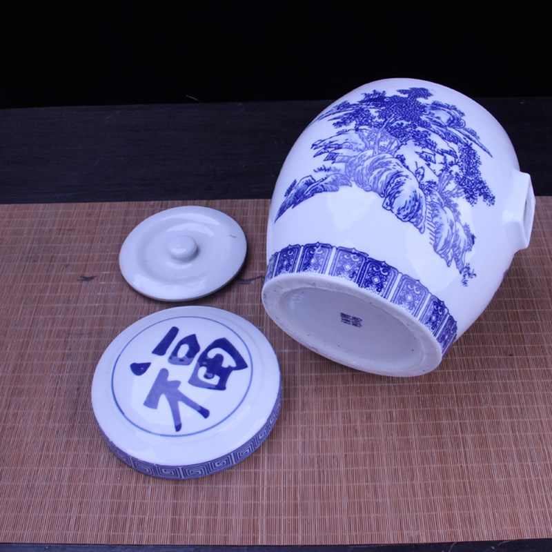 景德镇陶瓷骨灰罐骨灰盒捡骨坛殡葬用具拣骨罐迁坟用品青花骨灰坛