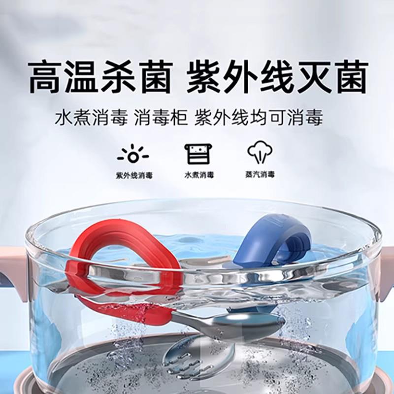 荷兰自主进食一岁辅食勺子宝宝学吃饭训练儿童硅胶不锈钢元宝叉勺
