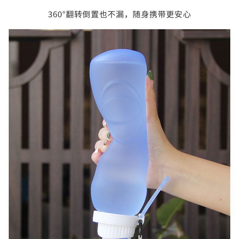 硅胶水杯便携折叠杯子软学生耐高温女高颜值夏季运动带防摔随手杯