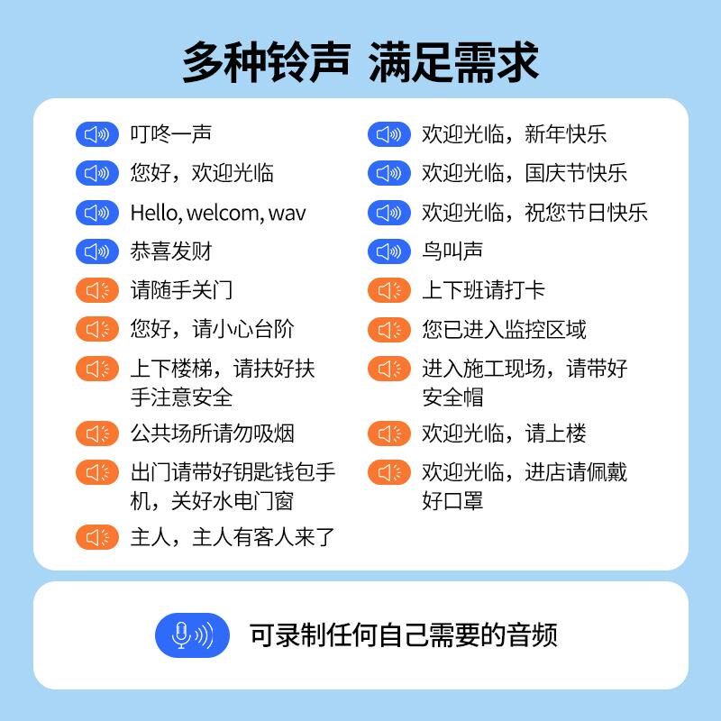 欢迎光临感应器进门超市门口叮咚语音提醒店铺迎宾门铃进店报警器