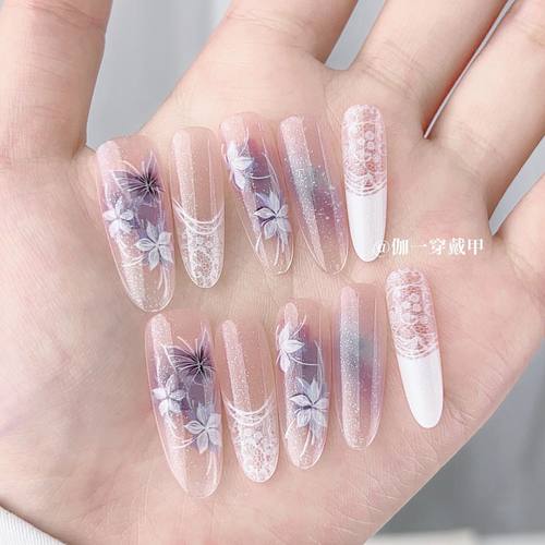 云梦里星梦紫蝶国风晕染穿戴甲