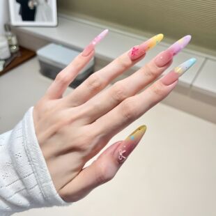 夏日多巴胺波点蝴蝶结ins风穿戴甲百搭穿戴甲蝴蝶结美甲贴可拆卸