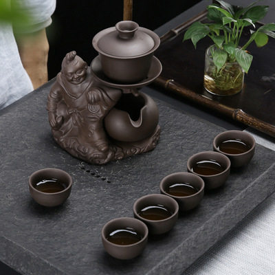 旅行茶具套装家用简约小套自动懒人紫砂泡茶器石磨茶壶便携式茶具