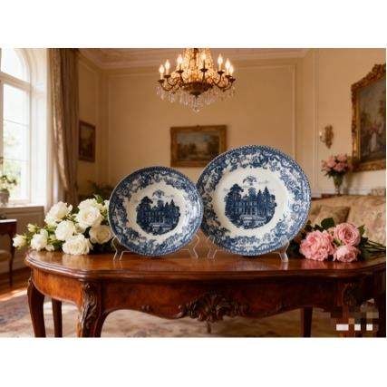 Jbs蓝城堡中古盘黄瓷牛排盘深菜盘下午茶甜点盘米饭碗