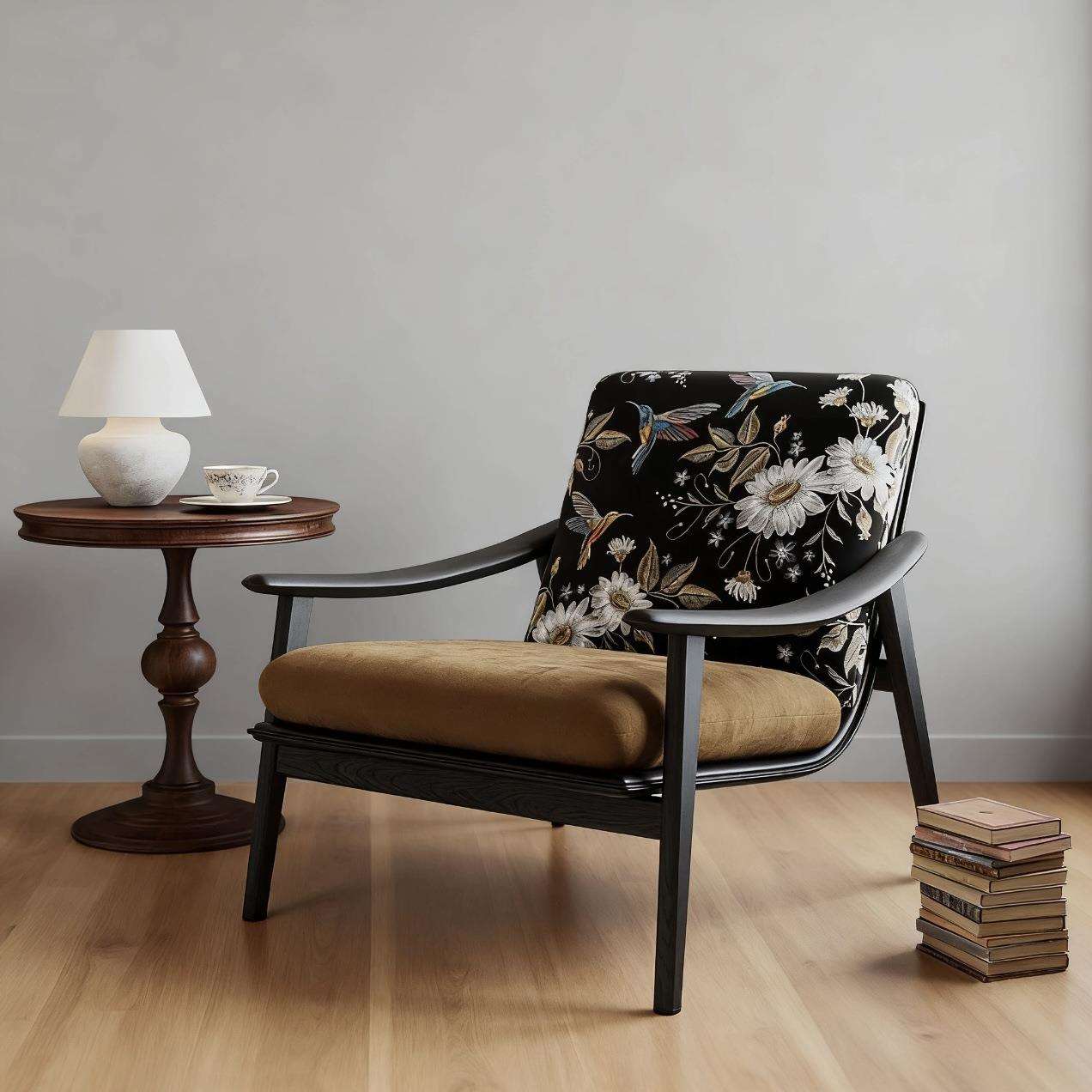 中古风休闲单人沙发椅意式极简设计师白蜡木复古法式民宿客厅阳台