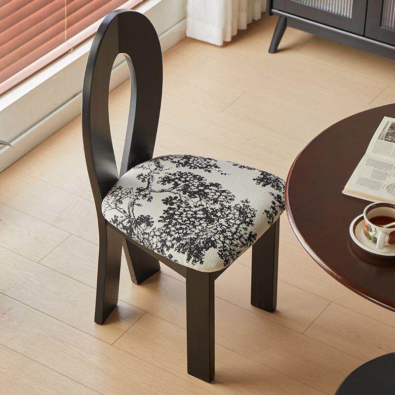 中古全实木餐椅家用设计师复古椅子小户型化妆凳休闲椅网红靠背椅