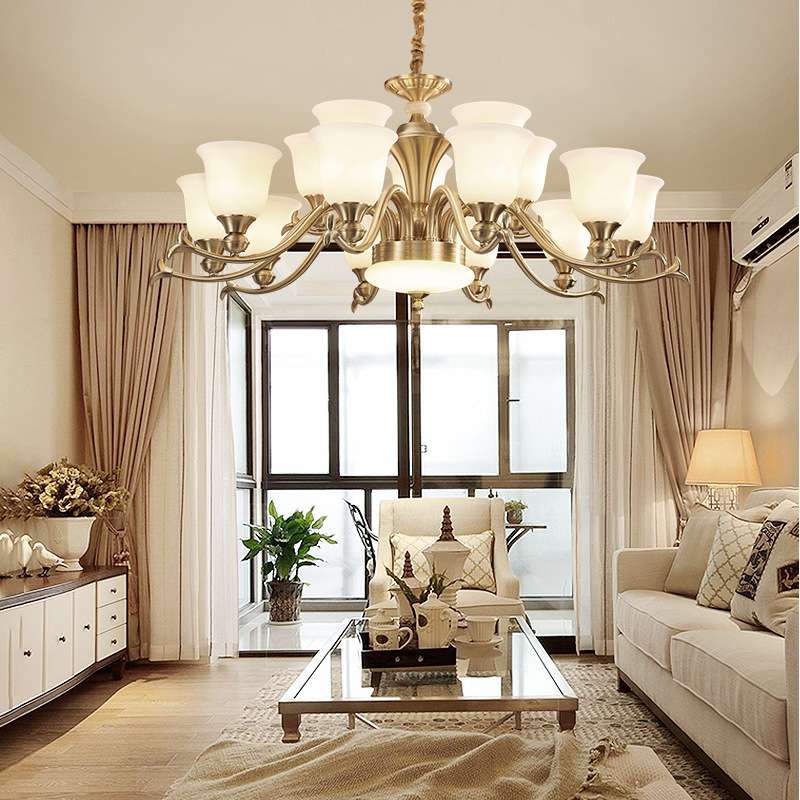 美式吊灯简欧客厅灯奢华大气全铜餐厅卧室灯具现代简约全铜灯轻奢