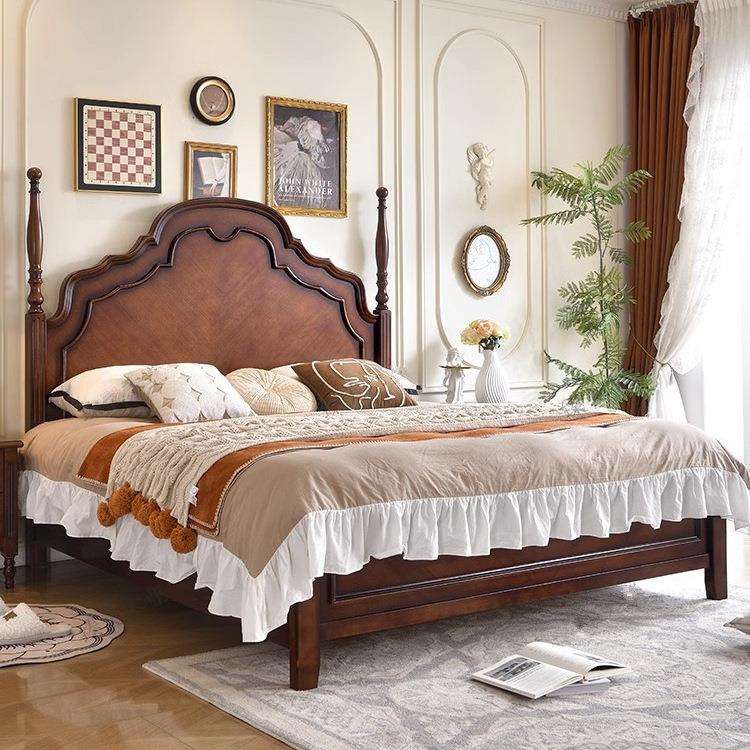 美式复古实木双人床1.8m简约法式安娜床高箱储物主卧室婚床2m大床