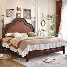 美式复古实木双人床1.8m简约法式安娜床高箱储物主卧室婚床2m大床