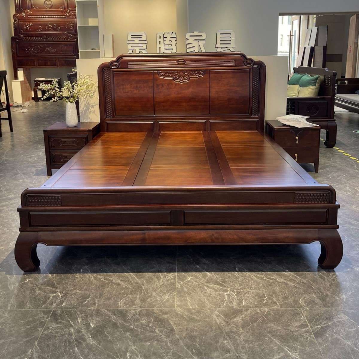 中式古典紫檀木全实木床高端家用储物抽屉全榫卯结构仿古雕花大床