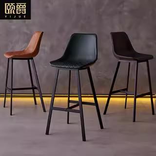 北欧简约网红吧凳家用靠背高脚椅铁艺吧台椅现代吧椅咖啡厅高脚凳