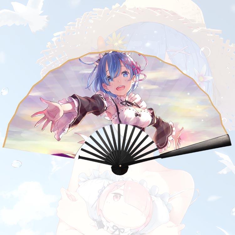从零开始的异世界蕾姆爱蜜莉雅动漫周边新款10寸绢布折扇子定制