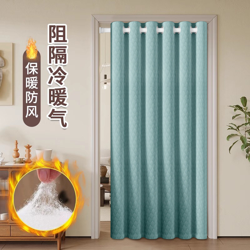 免打孔防寒棉门帘冬季加厚保暖防风隔断帘家用空调隔冷气挡风帘子