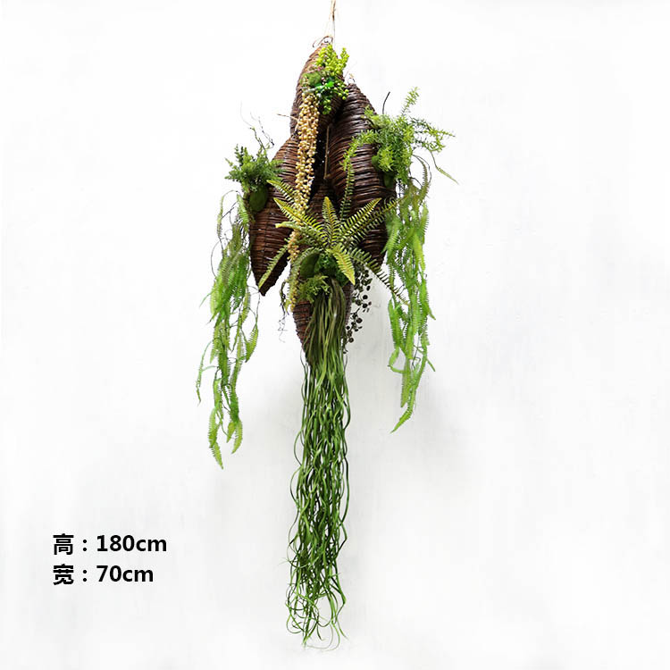 壁挂花盆奶茶店墙壁饭店餐厅墙面软装柳编装饰品墙上植物挂件绿萝