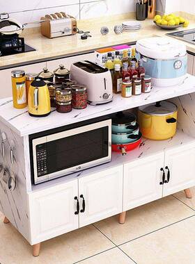 厨房切菜桌家用储物柜微波炉烤箱落地置物架多层餐边桌果蔬谷无从