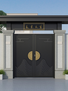铝合金别墅庭院大门自建房单双开电动门小区铁门花园院墙珊栏门楼