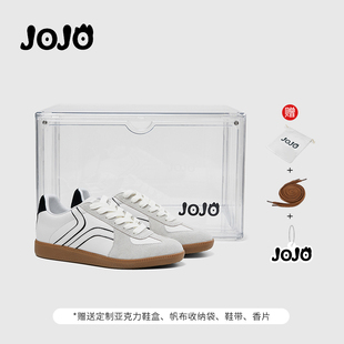【关店清仓】JOJOCHILL原创德训鞋女百搭白色头层牛皮内增高鞋