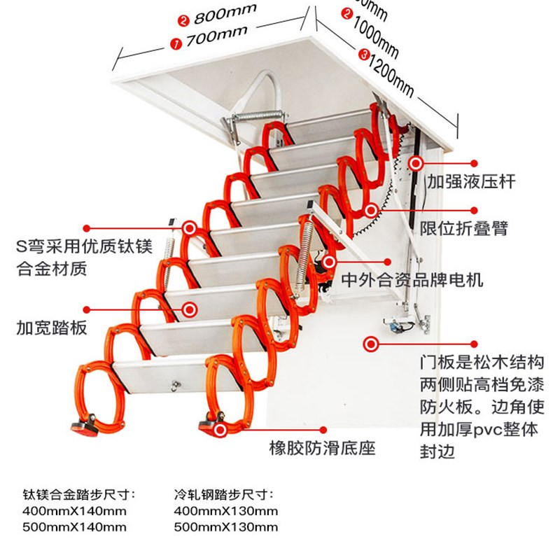 阁楼伸缩楼梯折叠全自动电动升拉伸降隐形升降复式室内梯别墅家用