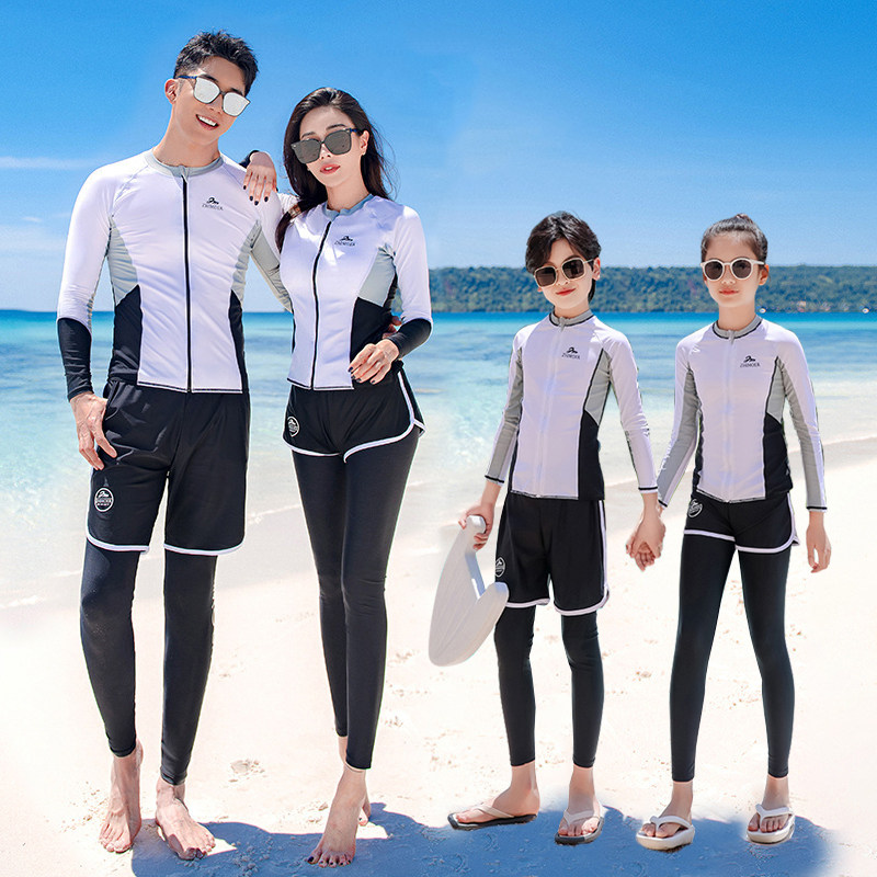 亲子潜水服游泳衣分体长袖长裤防晒速干冲浪情侣水母衣儿童游泳衣