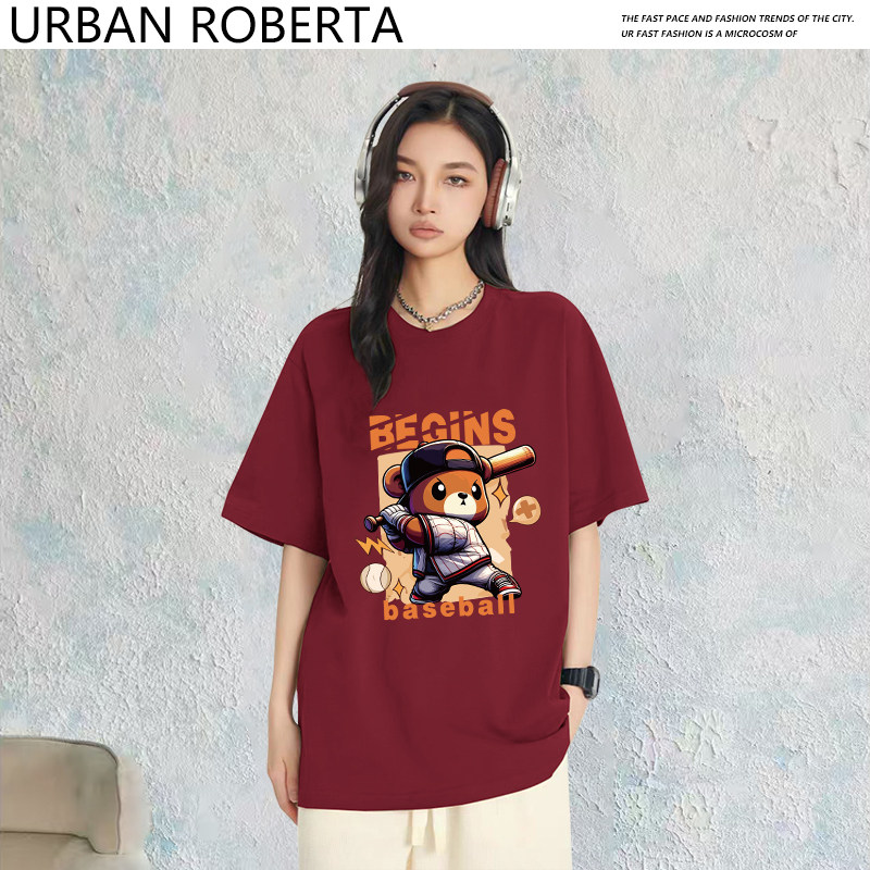 2026夏季印花男女同款T恤短袖纯色圆领套头宽松半袖上衣