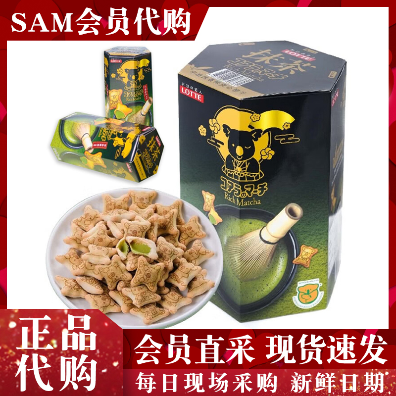 Lotte泰国进口小熊宇治抹茶味夹心饼干网红饼干儿童零食超市代购