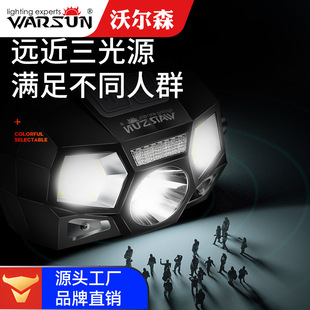 头灯十大名牌沃尔森T101感应头灯强光LED充电防水超轻迷你户外