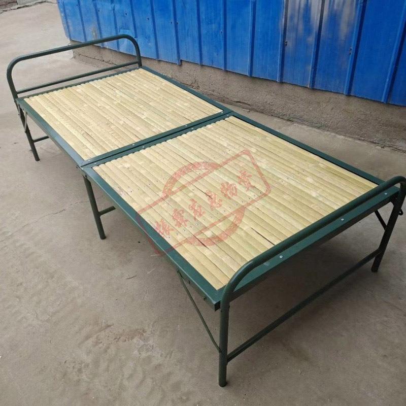 户外乘凉竹板折叠床户外轻巧多功能折叠床野战训练环保铁架床