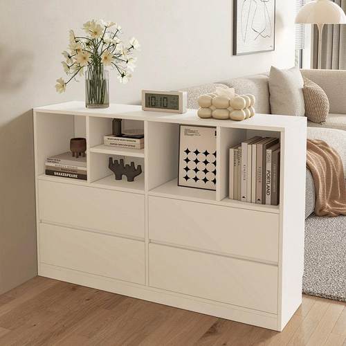 法式书柜组合柜轻奢现代储物收纳柜家用奶油风电视柜隔断餐边柜