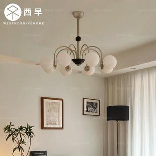 西早客厅灯主灯魔豆吊灯现代简约卧室灯法式 中古奶油餐厅复古灯具