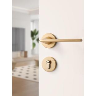 金色卧室门锁室内木门锁磁吸静音机械房门锁房间极简分体门把手