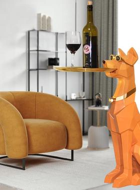 E606轻奢高档客厅落狗件托盘暴力摆地件熊大摆号电视柜旁装饰乔迁