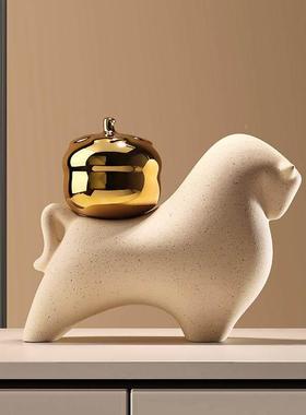 马有钱景德镇高陶装饰品摆件招财档客瓷厅玄关酒柜摆件-马乔迁新