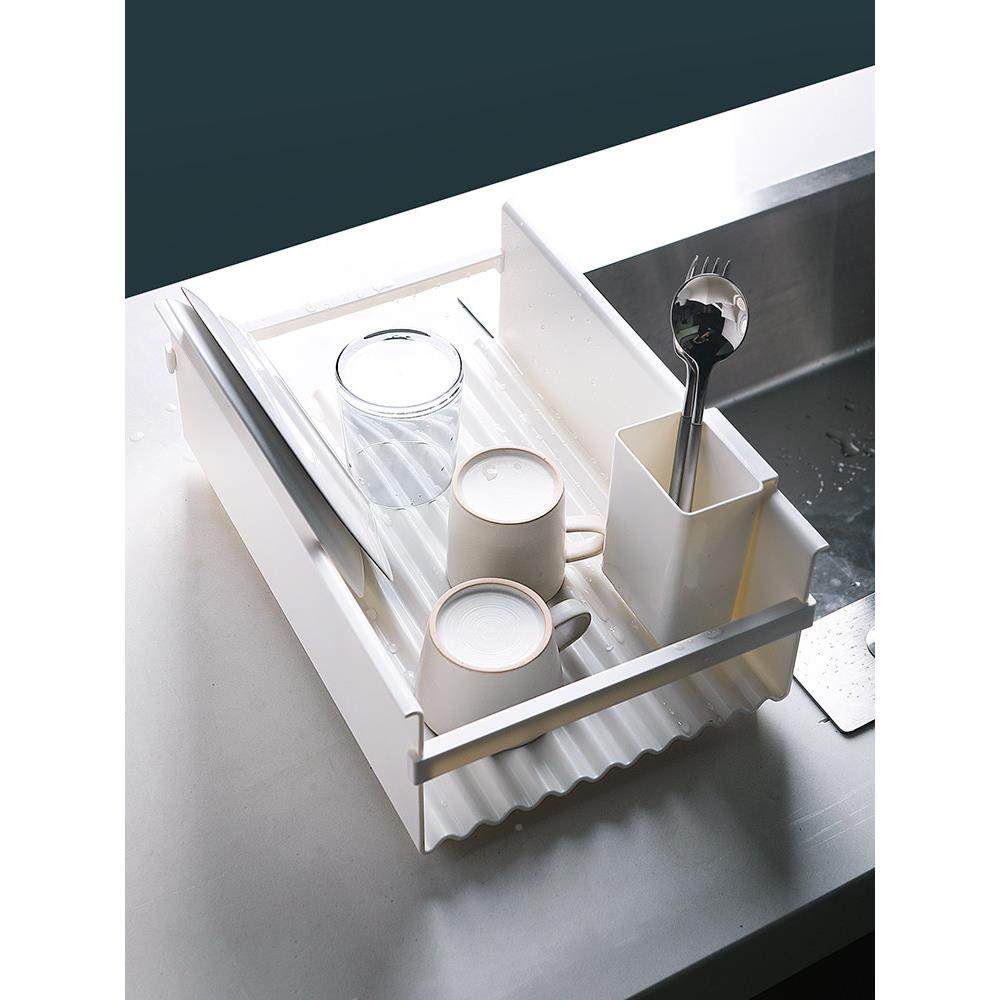 7034日置系纯白碗架沥水架厨房用碗具碟架物家架台面整理碗筷餐收