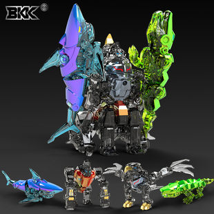 合金变形机器人合体幻彩鲨鱼变形机甲男孩儿童益智3 6岁玩具礼物