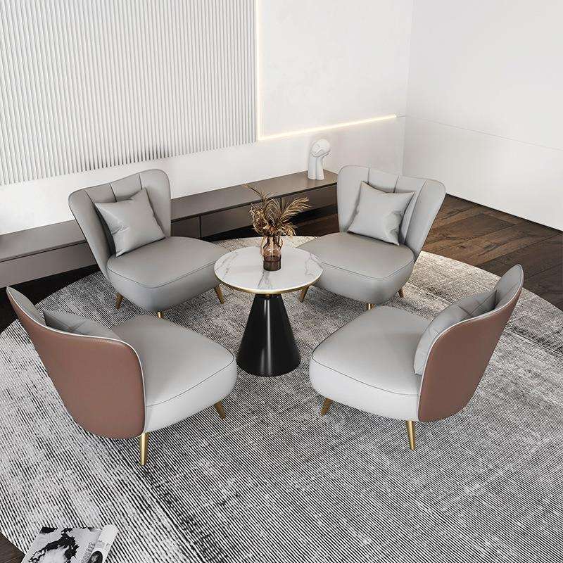 北欧商务办公室接待沙发洽谈桌椅组合售楼部休息区会客单人沙发椅